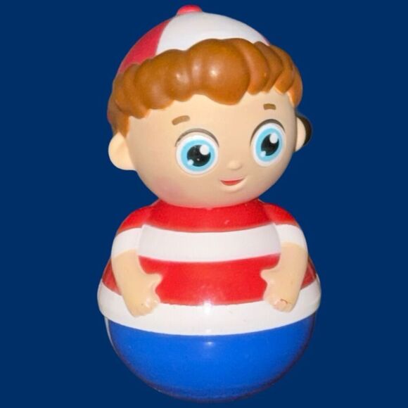 Rare WEEBLES Figure Big W Letter on Back of Shirt Red White Cap Blue Hat Boy B19 - Picture 6 of 6